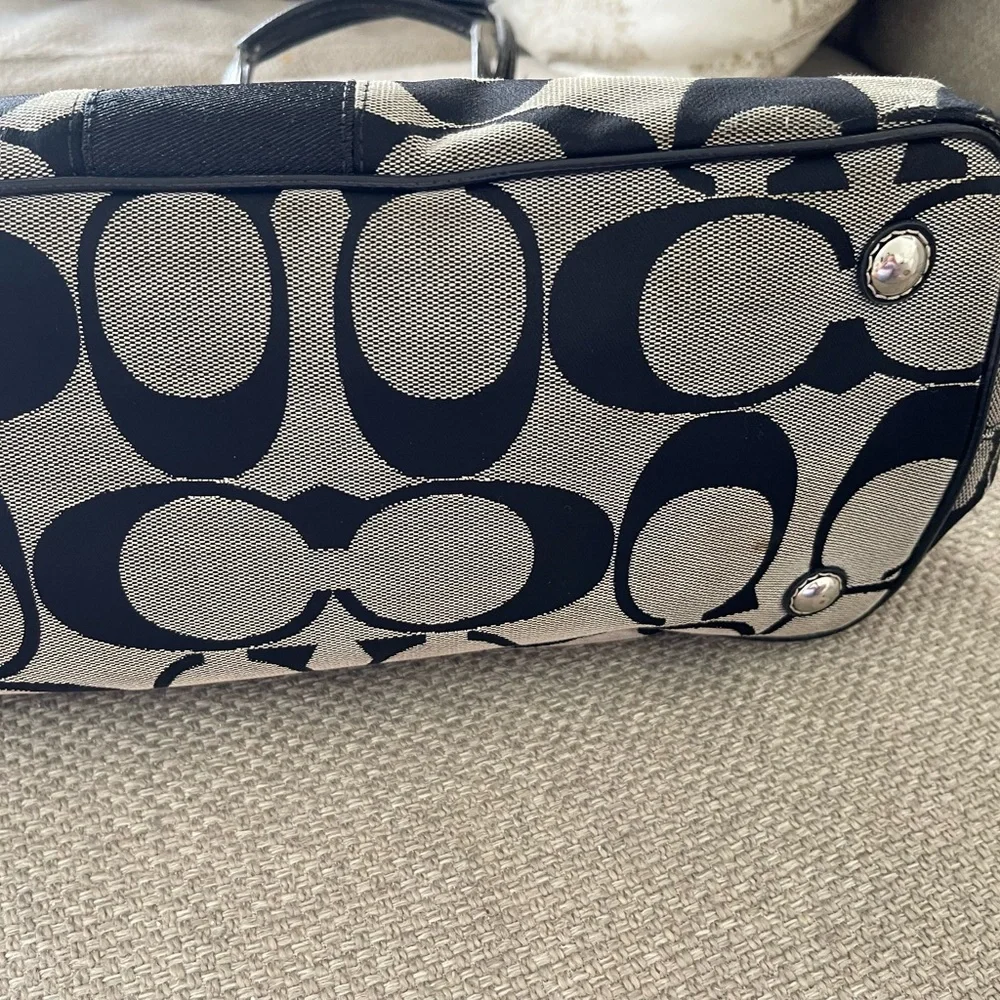 Coach Black and Tan Signature Tote